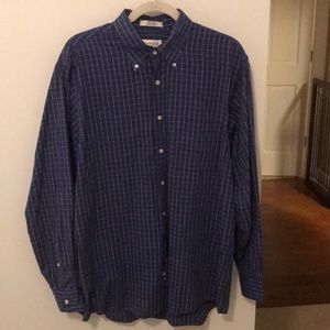 Dark blue striped dress shirt